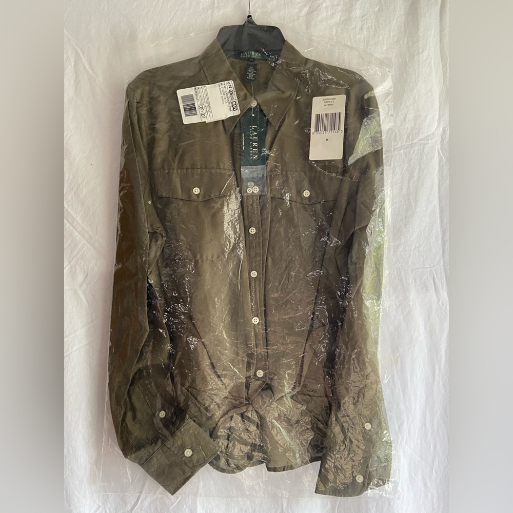 💥💥 SALE 30% OFF LIST PRICE💥💥NWT Lauren Silk Cotton Tie Front Shirt; size M; - Picture 8 of 15